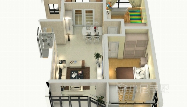 98㎡/两室两厅一卫/欧式